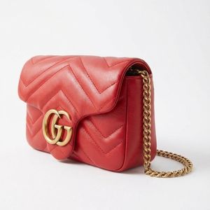Gucci Red Gg Marmont Mini Shoulder Bag