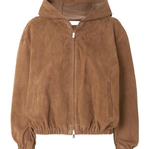 Nour Hammour Brown Leo Patchwork Hooded Jacket