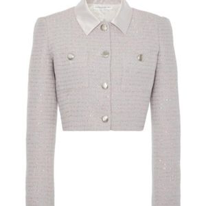 Alessandra Rich Grey Sequined Tweed Casual Jacket