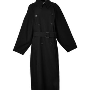 Saint Laurent Black Classic Double-Breasted Overcoat for men