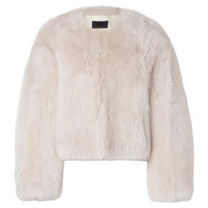 Nili Lotan White Elan Short Fur Coat