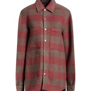 Rick Owens Red Checked Wool Coat