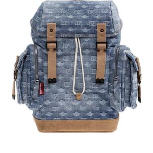 DSquared² Blue Monogram-Patterned Drawstring Backpack for men