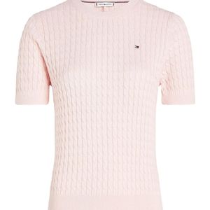 Tommy Hilfiger Pink Cable Knit Short Sleeve Jumper