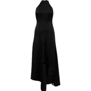 Victoria Beckham Black Asymmetric Crêpe Satin Midi Dress