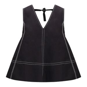 Ganni Black A-Line V-Neck Sleeveless Top