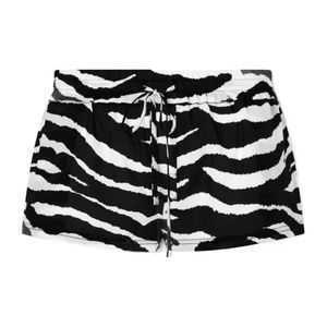 The Attico Black Zebra-Print Shorts
