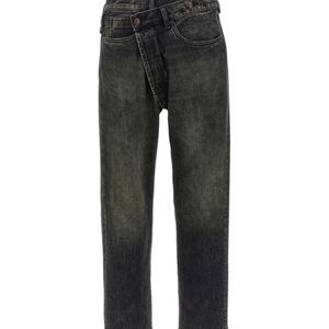 R13 Grey Crossover Distressed Jeans