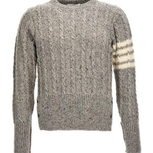Thom Browne Grey 4-Bar Crewneck Knitted Jumper for men