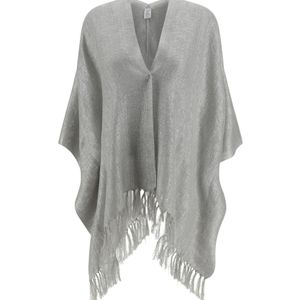 Brunello Cucinelli Grey Fringed Cape