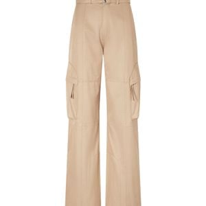 Frankie Shop Natural Twill Wide-Leg Cargo Pants
