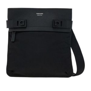 Ferragamo Black Ferragamo Buckle Detail Messenger Bag for men