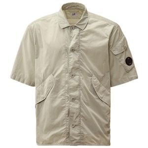 C P Company Grey Chrome-R Short Sleeve Overshirt for men