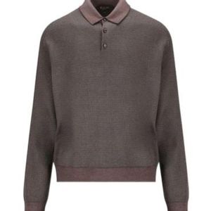 Loro Piana Grey Long-Sleeved Buttoned Polo Shirt for men