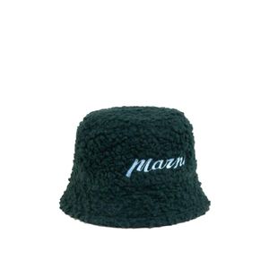 Marni Green Teddy Bucket Hat With Embroidered Logo for men