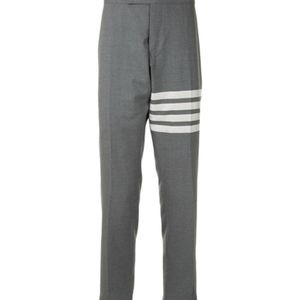 Thom Browne Grey 4-Bar Striped Slim Cut Trousers for men