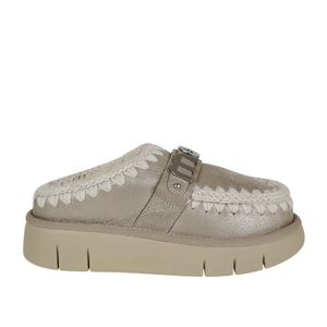 Mou Grey Bounce Logo-Plaque Braided-Trim Platform Sandals