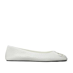Tory Burch White Reva Logo Ballet Flats