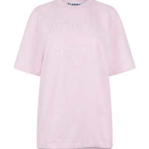 Ganni Pink Minimalist Crew Neck Short Sleeves