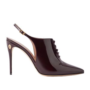 JENNIFER CHAMANDI Brown Patent Leather Slingback Pumps