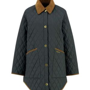 Barbour Grey Liddesdale Logo Embroidered Quilted Coat