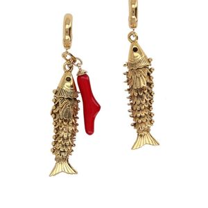 Isabel Marant White New River Fish-Pendant Charm Earrings