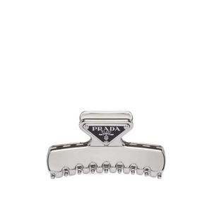 Prada White Logo Plaque Hair Clip