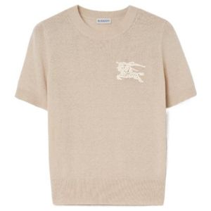 Burberry White Anisa Short-Sleeve Knitted Top