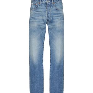 Valentino Blue Logo Patch Straight Leg Jeans for men
