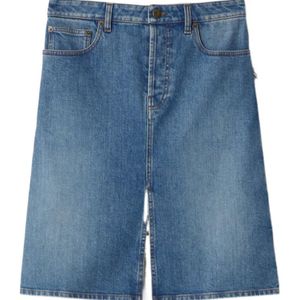 Burberry Blue Front-Slit Denim Skirt