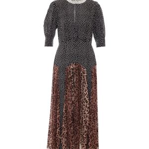 Rixo Brown Patchwork Dress