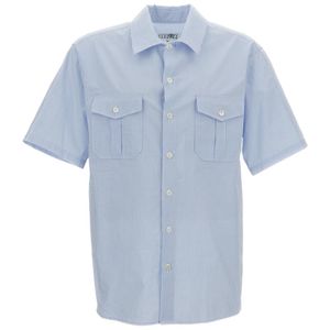 MM6 by Maison Margiela Blue Striped Short-Sleeved Shirt for men