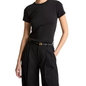 Vince Black Ribbed Crew-Neck T-Shirt