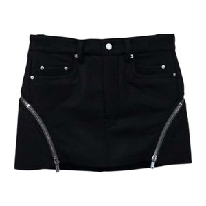 Rick Owens Black Zip-Detail Denim Skirt