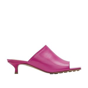 Bottega Veneta Purple Leather 35Mm Kitten Heel Stretch Mules