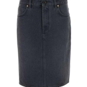 Miu Miu Blue Logo-Appliqué Denim Mini Skirt