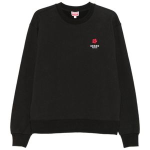KENZO Black Logo Embroidered Crewneck Sweatshirt for men