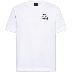 Paul Smith White Ps Paul Smith Logo Print T-Shirt for men