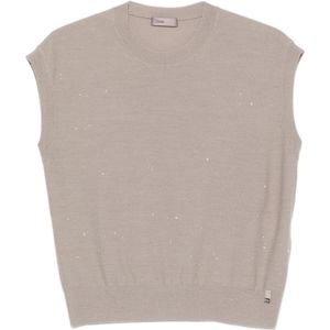 Herno Brown Sequin-Embellished Knit Top