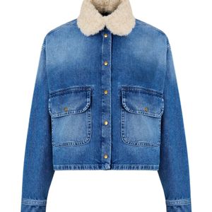 Moncler Blue Cropped Denim Trucker Jacket