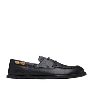 Moschino Black Leather Boat Shoes for men