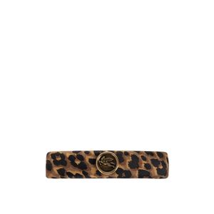 Etro White Pegasus Leopard-Print Hair Clip
