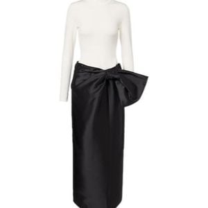 Jonathan Simkhai Black Waist-Cinching Big Bow Dress