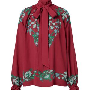 LaDoubleJ Red Cerere Floral Satin Blouse