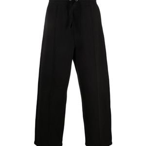 AMI Black Drawstring Straight-Leg Trousers for men