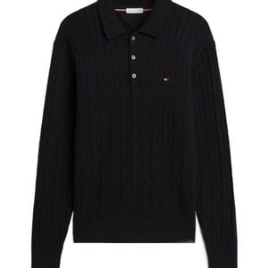 Tommy Hilfiger Black Short-Sleeve Knitted Polo Shirt for men