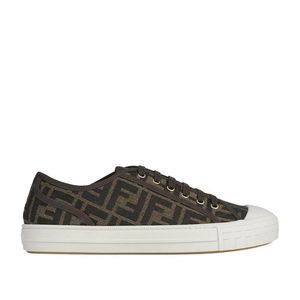 Fendi Brown Logo Jacquard Lace-Up Sneakers for men