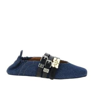 Ganni Blue Sue Triple Denim Ballerinas