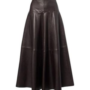 Nour Hammour Black Daria Leather Midi Skirt