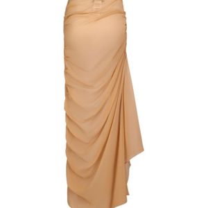 GIUSEPPE DI MORABITO Natural Draped Silk Maxi Skirt